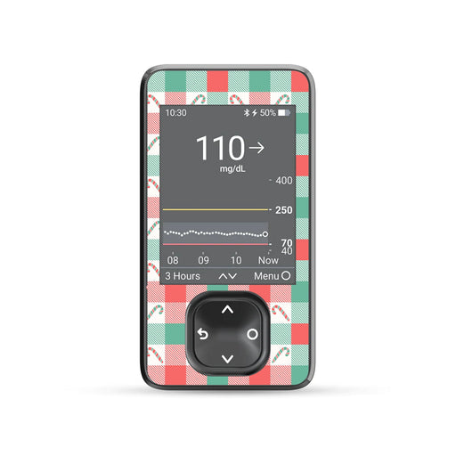 Peelz Peppermint Plaid Dexcom G7 and G6 Touchscreen Receiver Sticker - Pump Peelz Peelz/Stickers Dim Gray