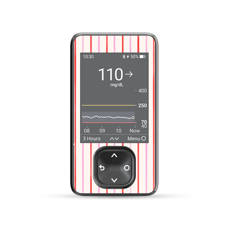 Peelz Peppermint Stripes Dexcom G7 and G6 Touchscreen Receiver Sticker - Pump Peelz Peelz/Stickers Dim Gray