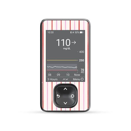Peelz Peppermint Stripes Dexcom G7 and G6 Touchscreen Receiver Sticker - Pump Peelz Peelz/Stickers Dim Gray