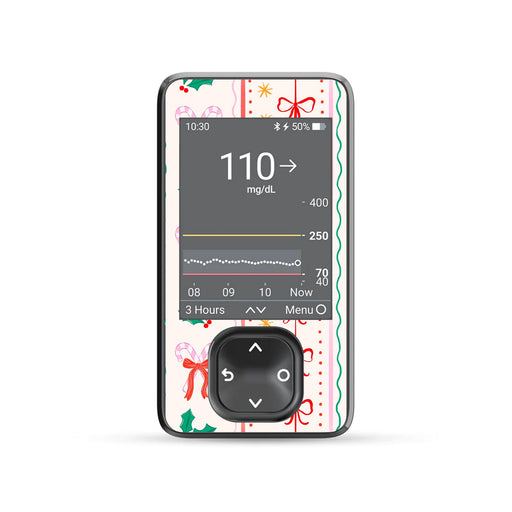 Peelz Holly Jolly Ribbon Dexcom G7 and G6 Touchscreen Receiver Sticker - Pump Peelz Peelz/Stickers Dim Gray