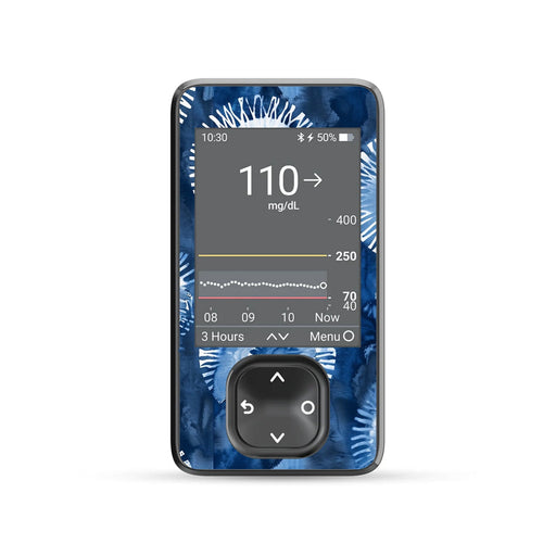 Peelz Monochrome Blue Tie Dye DEXCOM G7 and G6 Touchscreen Receiver Sticker Peelz/Stickers Dim Gray