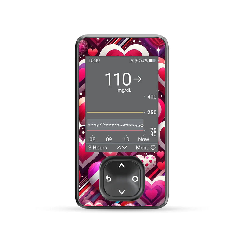 Peelz Sparkly Hearts DEXCOM G7 and G6 Touchscreen Receiver Sticker Peelz/Stickers Dim Gray
