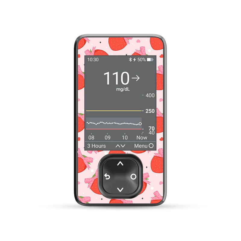 Peelz Strawberry Kisses Dexcom G7 and G6 Touchscreen Receiver Sticker - Pump Peelz Peelz/Stickers Dim Gray