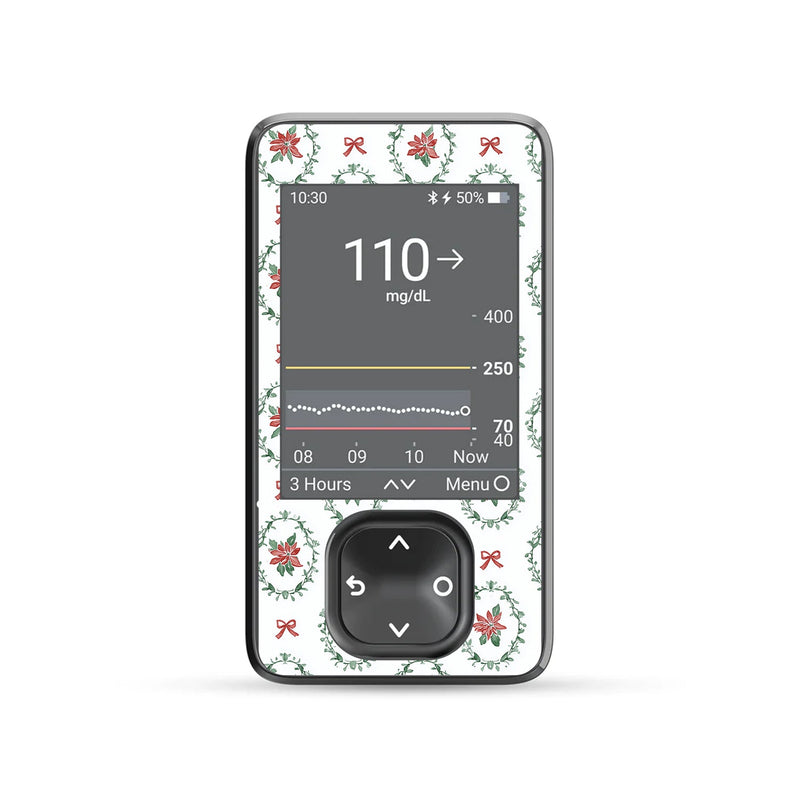 Peelz Poinsettia Parade Dexcom G7 and G6 Touchscreen Receiver Sticker - Pump Peelz Peelz/Stickers Dim Gray