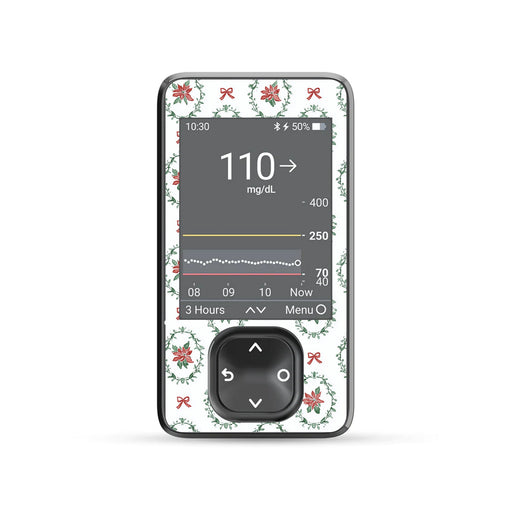 Peelz Poinsettia Parade Dexcom G7 and G6 Touchscreen Receiver Sticker - Pump Peelz Peelz/Stickers Dim Gray