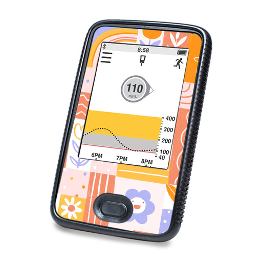 Peelz Wildflower Doodle Dexcom G6 Touchscreen Receiver Sticker - Pump Peelz Peelz/Stickers White Smoke