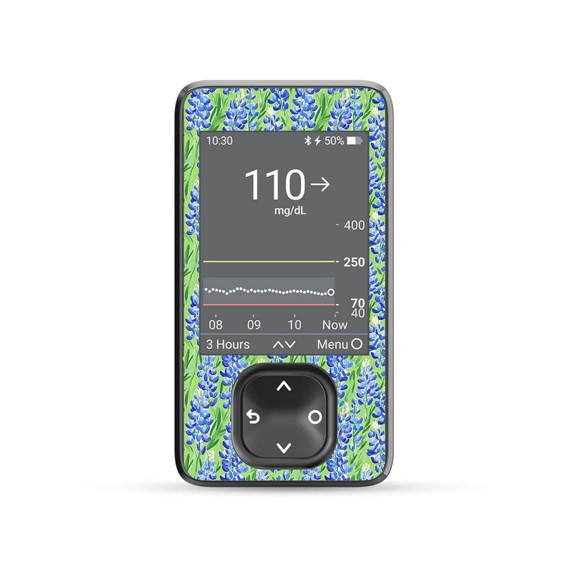 Peelz Blue Blooms DEXCOM G7 Touchscreen Receiver Peelz/Stickers Dim Gray
