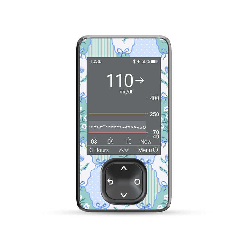 Peelz Cottage Bows Dexcom G7 Touchscreen Receiver Sticker - Pump Peelz Peelz/Stickers Dim Gray