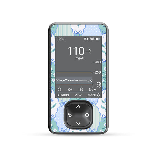 Peelz Cottage Bows Dexcom G7 Touchscreen Receiver Sticker - Pump Peelz Peelz/Stickers Dim Gray