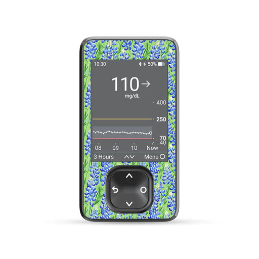 Peelz Blue Blooms DEXCOM G7 Touchscreen Receiver Peelz/Stickers Dim Gray