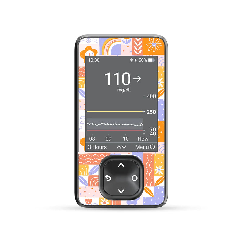Peelz Wildflower Doodle Dexcom G7 Touchscreen Receiver Sticker - Pump Peelz Peelz/Stickers Dim Gray