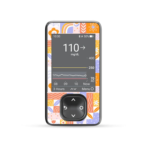 Peelz Wildflower Doodle Dexcom G7 Touchscreen Receiver Sticker - Pump Peelz Peelz/Stickers Dim Gray