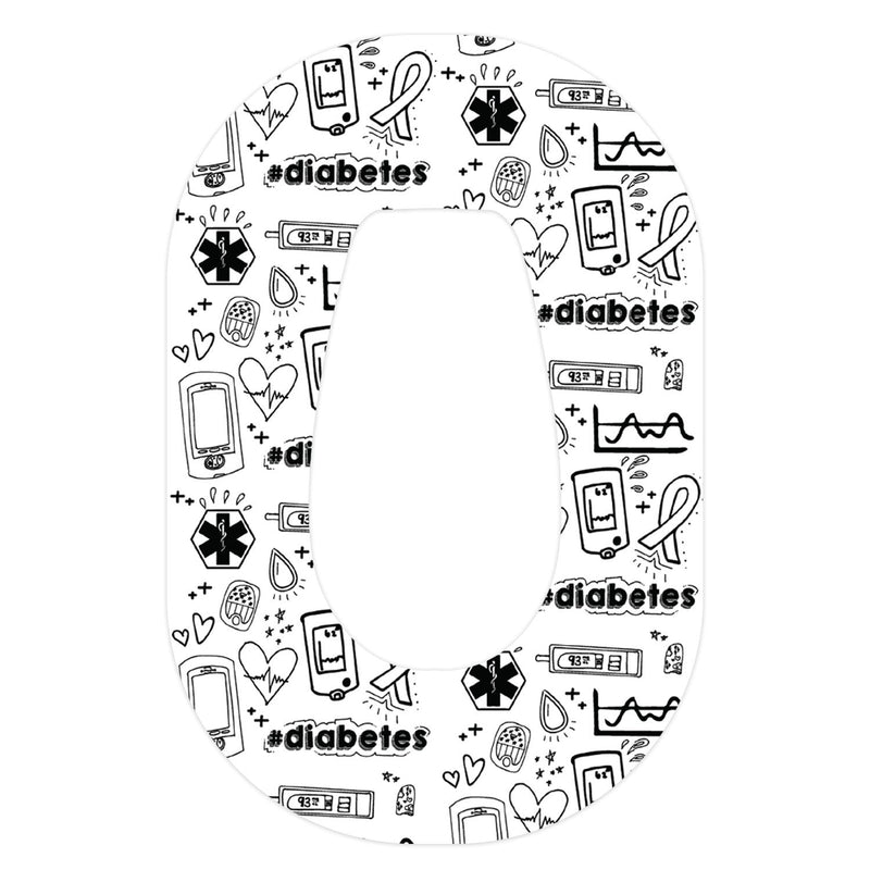 Peelz Diabetes Awarenes s Doodles Dexcom G6 Patch Tape - Pump Peelz Patch Medical Tape White Smoke 4-Pack Dexcom G6 Tape