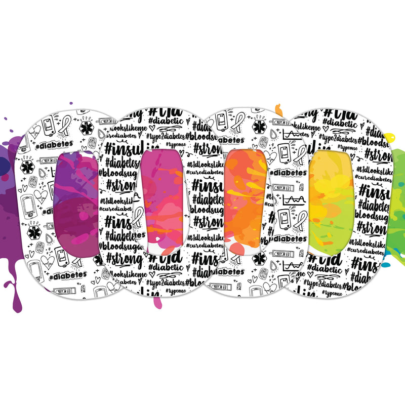 Peelz Diabetes Awarenes s Doodles Dexcom G6 Patch Tape - Pump Peelz Patch Medical Tape White Smoke 4-Pack Dexcom G6 Tape