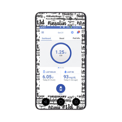 Peelz #Diabetes Sticker for Omnipod DASH® PDM – Pump Peelz Peelz/Stickers White Smoke Whole System Peelz (front + case),Front Peelz