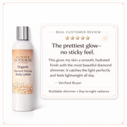 Glimmer Goddess® Organic Skin Care Organic Diamond Shimmer Body Lotion – Buildable Luminous Glow Shimmer White Smoke 8 oz. / Sexy Level 2,8 oz. / Super Level 3,4 oz. / Sexy Level 2,4 oz. / Super Level 3