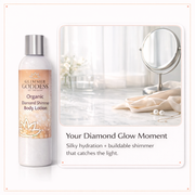 Glimmer Goddess® Organic Skin Care Organic Diamond Shimmer Body Lotion – Buildable Luminous Glow Shimmer White Smoke 8 oz. / Sexy Level 2,8 oz. / Super Level 3,4 oz. / Sexy Level 2,4 oz. / Super Level 3