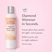 Glimmer Goddess® Organic Skin Care Organic Diamond Shimmer Body Lotion – Buildable Luminous Glow Shimmer Misty Rose 8 oz. / Sexy Level 2,8 oz. / Super Level 3,4 oz. / Sexy Level 2,4 oz. / Super Level 3