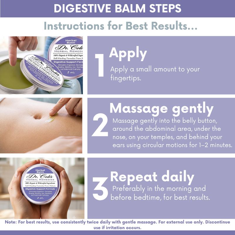 COLEHERBALS LLC 06 - Dr. Cole's Organic Digestive Support Herbal Balm Herbal Dark Gray