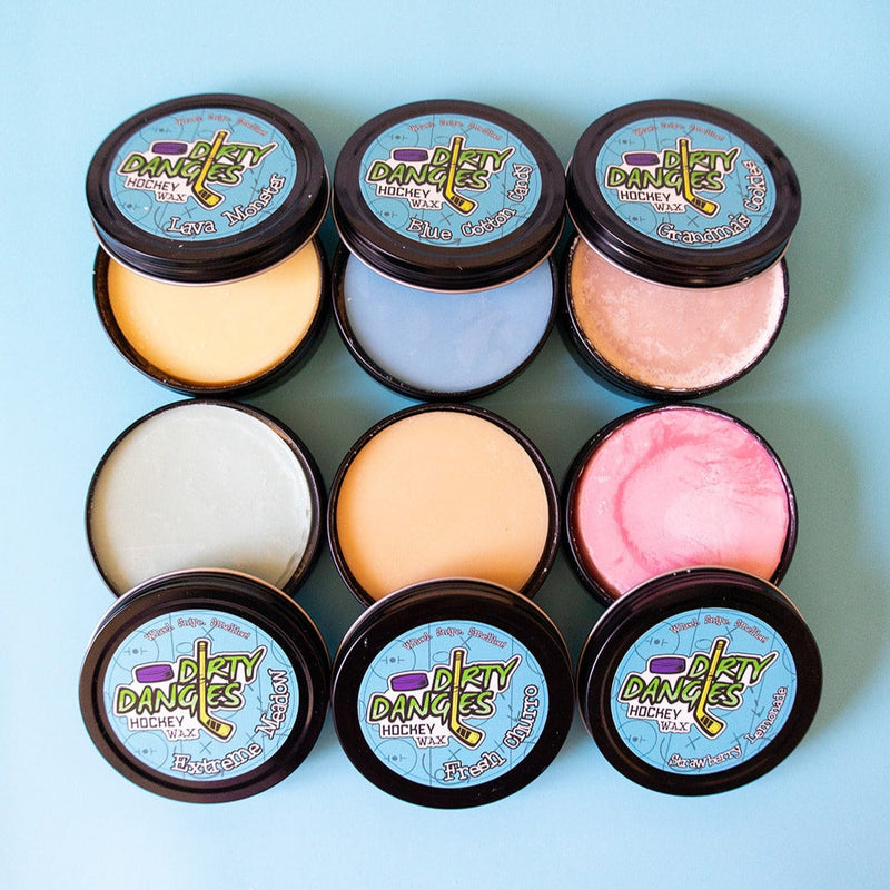 Dirty Dangles Hockey Hockey Stick Wax - Choose Your Scent Hockey Stick Wax Pale Turquoise Tiki Dēkē (Dee-Kee) Limited Edition,Fresh Churro,Sour Watermelon,Grandma's Cookies,Blue Cotton Candy,Certified Beaut (Lavender Lemongrass),Lava Monster,Strawberry Lemonade