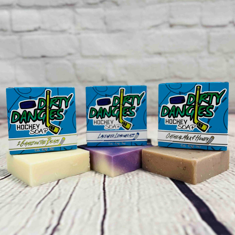 Dirty Dangles Hockey 3 Pack Bundles - Dirty Dangles Hockey Soap Bars Natural Soap Bar Gray Ferda Girls Bundle