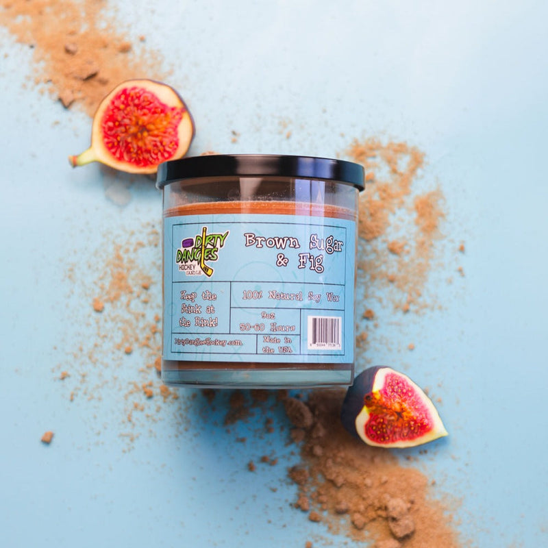 Dirty Dangles Hockey Dirty Dangles Hockey Candles - Brown Sugar and Fig Soy Wax Candles Light Blue