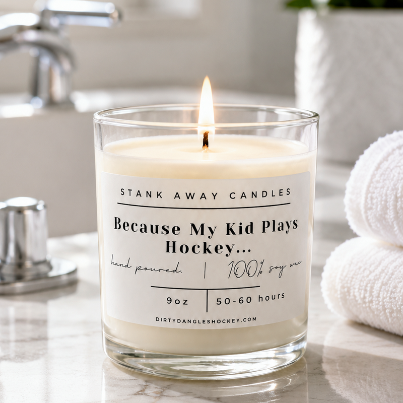 Dirty Dangles Hockey Because My Kid Plays Hockey Candle - Natural Soy Wax Soy Wax Candles Dark Gray Brown Sugar &  Fig,Certified Beaut (Lavender Lemongrass),Cinnamon Vanilla,Coastal Breeze,Oatmeal Milk & Honey,Sweet Orange & Chili Pepper,Pumpkin Spice (Seasonal),Gingerbread (Seasonal)