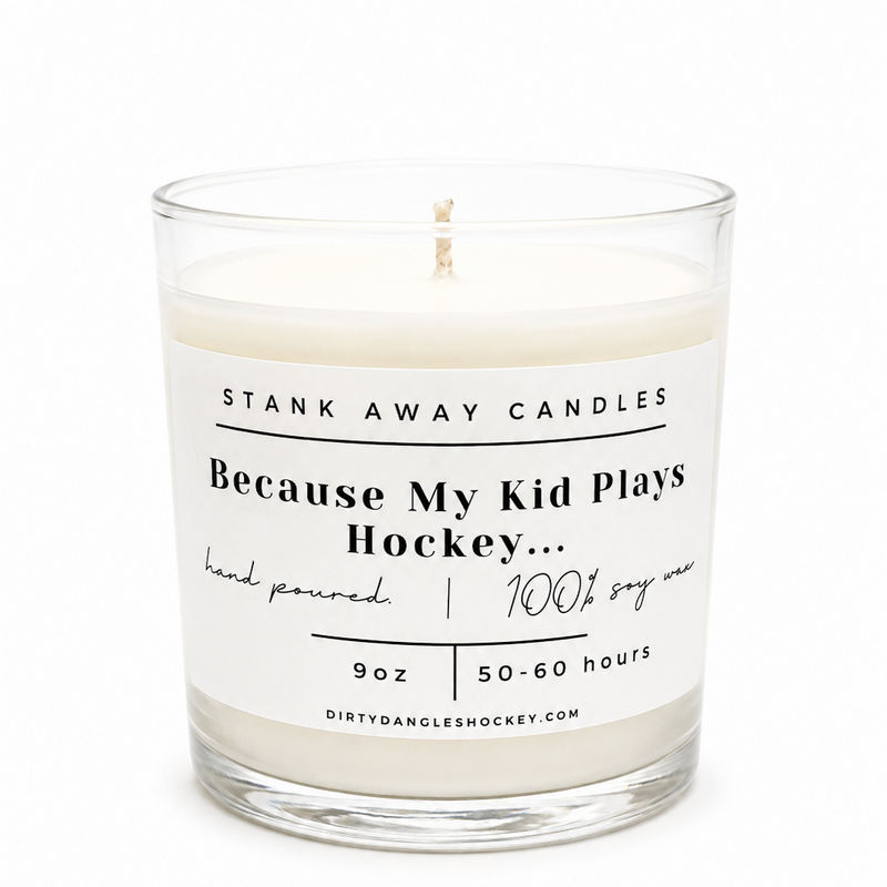 Dirty Dangles Hockey Because My Kid Plays Hockey Candle - Natural Soy Wax Soy Wax Candles White Smoke Brown Sugar &  Fig,Certified Beaut (Lavender Lemongrass),Cinnamon Vanilla,Coastal Breeze,Oatmeal Milk & Honey,Sweet Orange & Chili Pepper,Pumpkin Spice (Seasonal),Gingerbread (Seasonal)