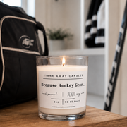 Dirty Dangles Hockey Because Hockey Gear Candle - Natural Soy Wax Soy Wax Candles Black Brown Sugar &  Fig,Certified Beaut (Lavender Lemongrass),Cinnamon Vanilla,Coastal Breeze,Oatmeal Milk & Honey,Sweet Orange & Chili Pepper,Pumpkin Spice (Seasonal),Gingerbread