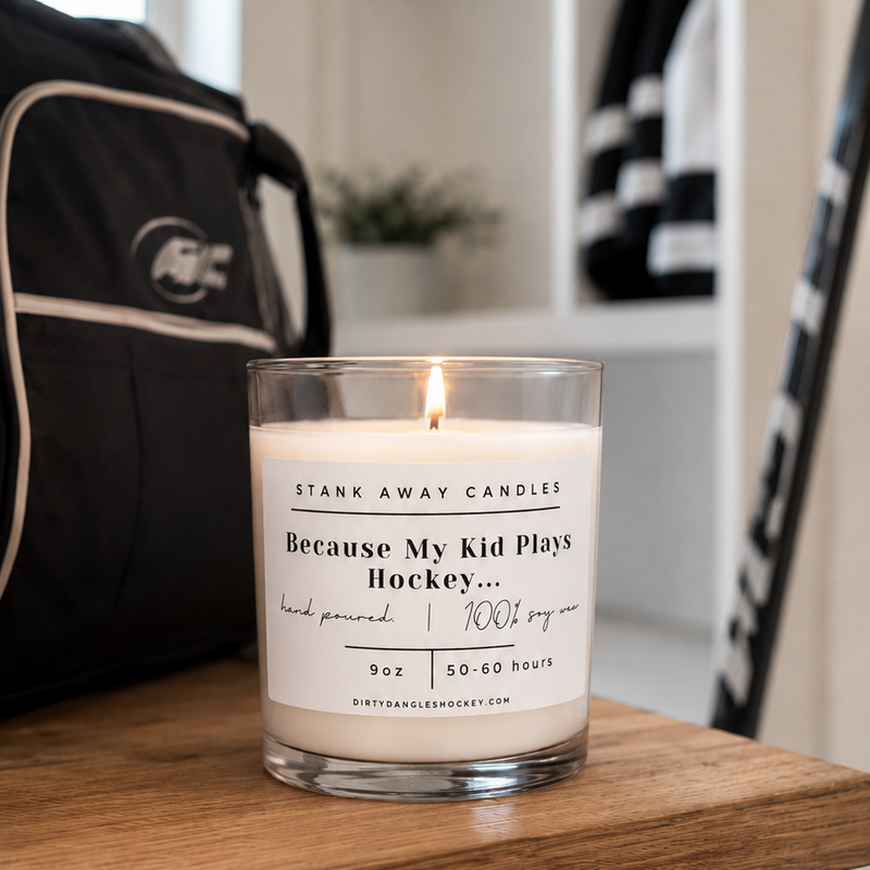 Dirty Dangles Hockey Because My Kid Plays Hockey Candle - Natural Soy Wax Soy Wax Candles Black Brown Sugar &  Fig,Certified Beaut (Lavender Lemongrass),Cinnamon Vanilla,Coastal Breeze,Oatmeal Milk & Honey,Sweet Orange & Chili Pepper,Pumpkin Spice (Seasonal),Gingerbread (Seasonal)