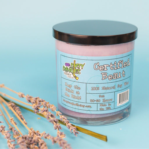 Dirty Dangles Hockey Dirty Dangles Hockey Candles - Certified Beaut (Lavender Lemongrass) Soy Wax Candles Light Blue
