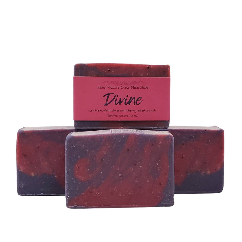 Fern Valley Soap Natural Goat Milk Soap | Exfoliating Cranberry-Seed Scrub | Divine - Musky Floral Scent Goat Milk Soap White Smoke