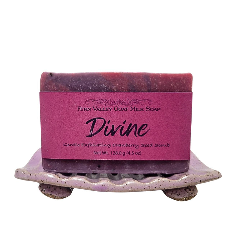 Fern Valley Soap Natural Goat Milk Soap | Exfoliating Cranberry-Seed Scrub | Divine - Musky Floral Scent Goat Milk Soap White Smoke