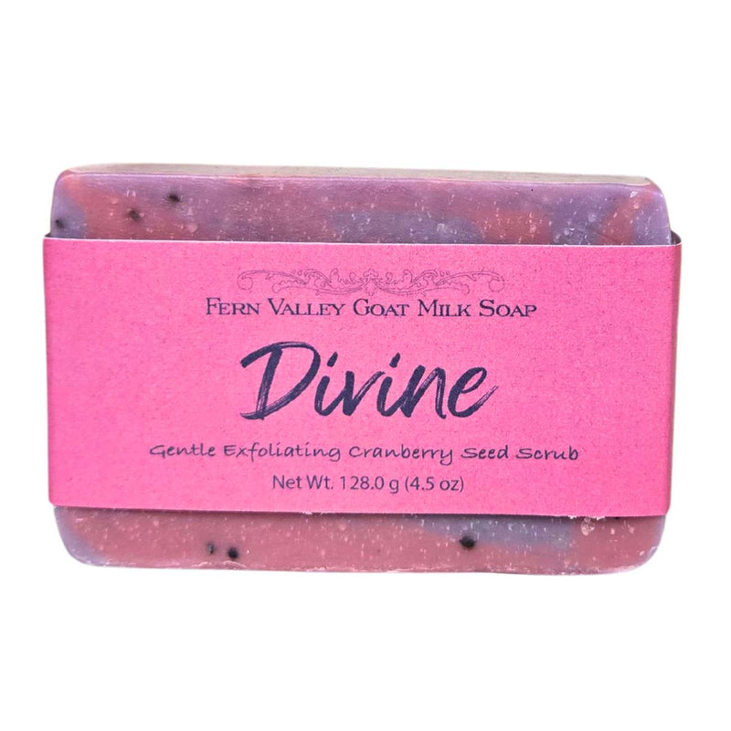 Fern Valley Soap Natural Goat Milk Soap | Exfoliating Cranberry-Seed Scrub | Divine - Musky Floral Scent Goat Milk Soap Hot Pink