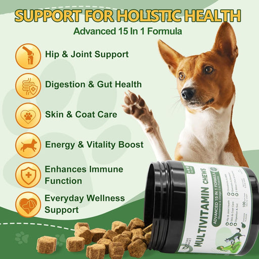 Nature Target Dog & Cat Multivitamin, 2 Billion CFUs, Chicken Flavor, 120 Soft Chews Pet Vitamins Supplements Honeydew