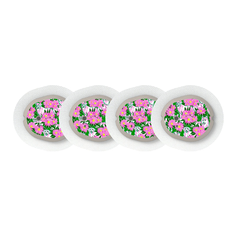 Peelz Dogs and Daisies Designed for the DEXCOM G7 and Stelo Transmitter Peelz/Stickers White Smoke 4-pack (Set of 4 Stickers)