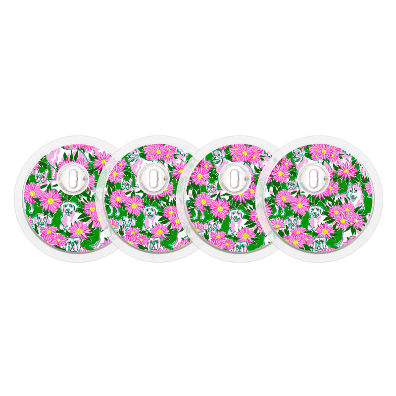 Peelz Dogs and Daisies Designed for the FreeStyle Libre 3 Plus & Lingo  Sensor Peelz/Stickers White Smoke 4-pack (Set of 4 Stickers)