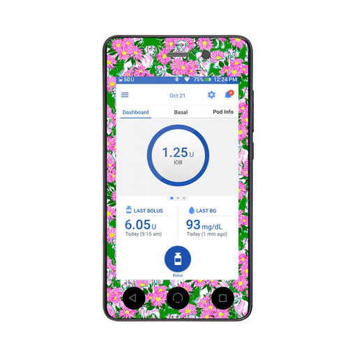 Peelz Dogs and Daisies Sticker for Omnipod DASH® PDM – Pump Peelz Peelz/Stickers White Smoke Whole System Peelz (front + case),Front Peelz,Case Peelz