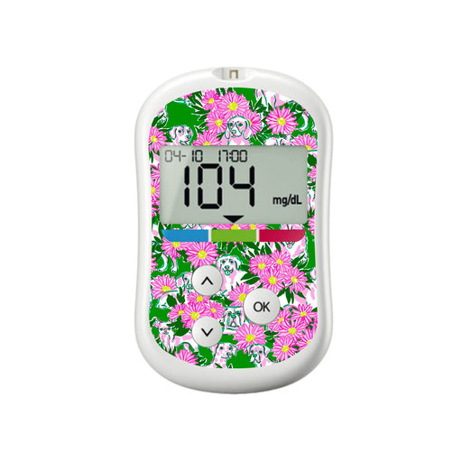 Peelz Dogs and Daisies for OneTouch Verio Flex Glucometer Peelz/Stickers White Smoke
