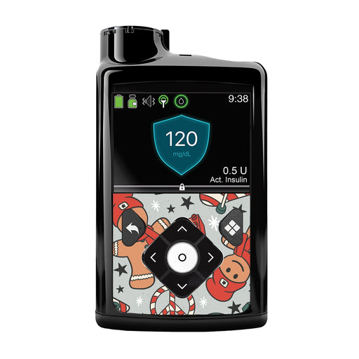 Peelz Doughmies Sticker for Medtronic MiniMed 770G & 780G Peelz/Stickers Black Whole System Peelz (front back + clip),Front Peelz