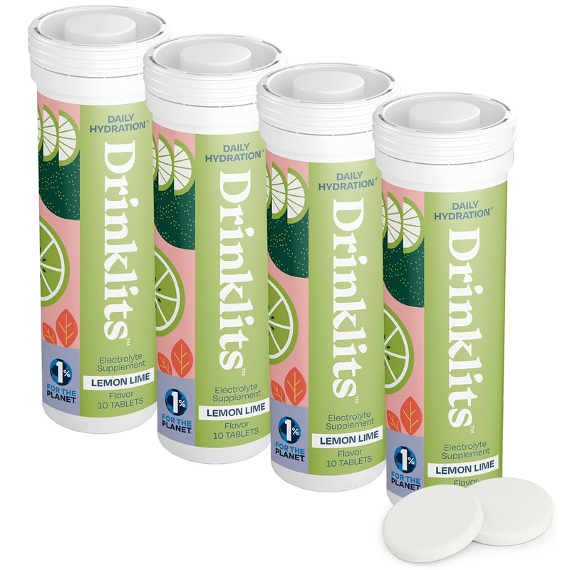 Drinklits Drinklits Lemon-Lime Daily Hydration Tablets - 4 Tubes | 40 Servings Hydration Electrolyte Tablets White Smoke
