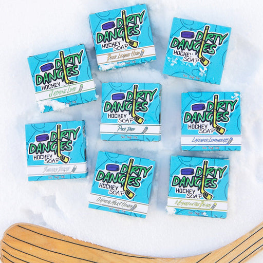 Dirty Dangles Hockey Dirty Dangles Hockey Soap Bars Natural Soap Bar Alice Blue The Michigan (Best Seller),ODR,Puck Drop,Silky Mitts (Oatmeal Milk & Honey),Sneaky Dekes,2 Games on the Beach,Tendies Only (Jasmine Lime),Certified Beaut (Lavender Lemongrass),Beer League Hero (Grapefruit Pale Ale)