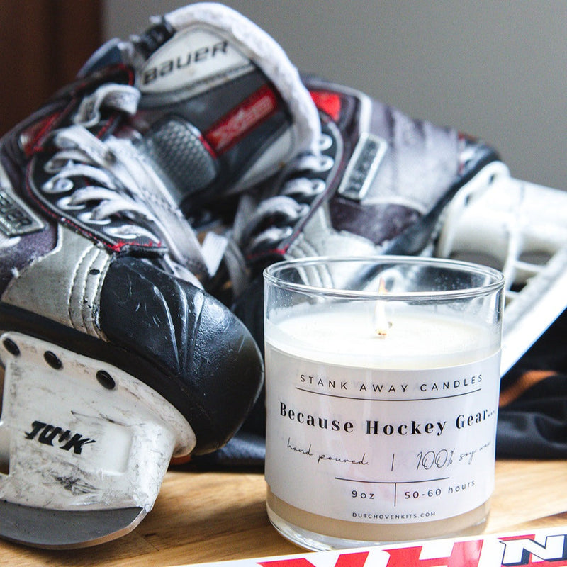 Dirty Dangles Hockey Because Hockey Gear Candle - Natural Soy Wax Soy Wax Candles White Smoke Cinnamon Vanilla
