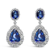 Bids.com 18K White Gold Blue Sapphire 2 3/4 Cttw Diamond Halo Drop Dangle Earring (G-H Color, SI1-SI2 Clarity) Earrings White Smoke White.Gold / 2.7