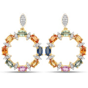 Bids.com 4.12 Carat Genuine Multi Sapphire .925 Sterling Silver Earrings Earrings White Smoke Default Title