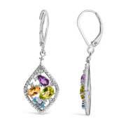 Bids.com Sterling Silver Diamond Accent Multi Stone Rhombus Drop Earrings Earrings White Smoke White.Sterling Silver / 0.11