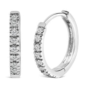 Bids.com 14K Rose Gold 1/5 CTW Diamond Huggie Hoop Earrings Earrings White Smoke White.Gold / -