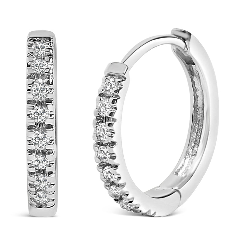 Bids.com 14K Rose Gold 1/5 CTW Diamond Huggie Hoop Earrings Earrings White Smoke White.Gold / -