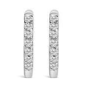 Bids.com 10K Rose Gold 1/4 Cttw Diamond Double Sided Huggie Hoop Earrings Earrings White Smoke White.Gold / -