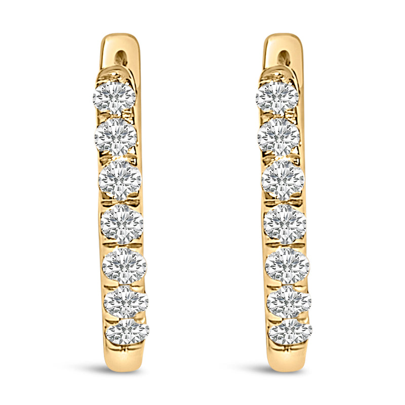 Bids.com 10K Rose Gold 1/4 Cttw Diamond Double Sided Huggie Hoop Earrings Earrings White Smoke Yellow.Gold / -